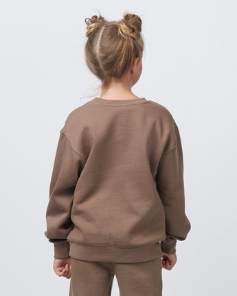 Pretreated Enza 96279 Youth Fleece Crew - Brown Sugar - Back