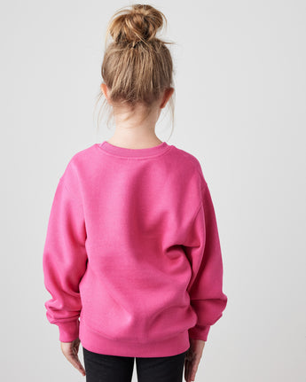 Pretreated Enza 96279 Youth Fleece Crew - Hot Pink - Back