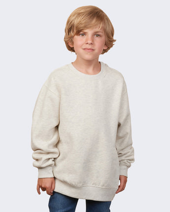 Pretreated Enza 96279 Youth Fleece Crew - Oatmeal Heather