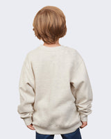 Pretreated Enza 96279 Youth Fleece Crew - Oatmeal Heather - Back