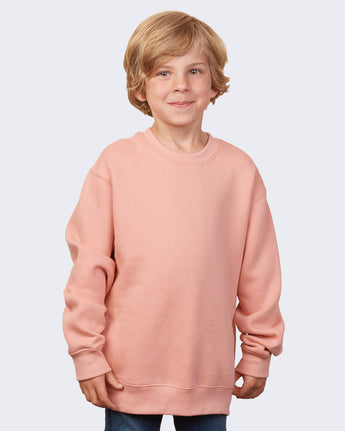 Pretreated Enza 96279 Youth Fleece Crew - Rose Sand