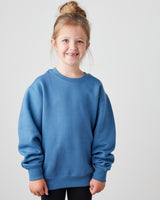 Pretreated Enza 96279 Youth Fleece Crew - Stellar Blue