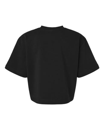 Pretreated American Apparel FTCB0 Women's French Terry Mid-Length Boxy Top - Black - Back