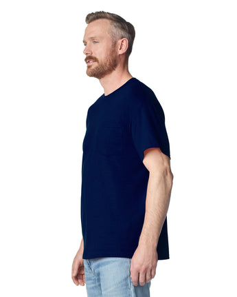 Pretreated Gildan 2300 Ultra Cotton Adult T-Shirt with Pocket - Navy - Side