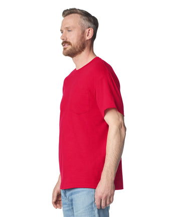 Pretreated Gildan 2300 Ultra Cotton Adult T-Shirt with Pocket - Red - Side