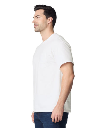 Pretreated Gildan 2300 Ultra Cotton Adult T-Shirt with Pocket - White - Side