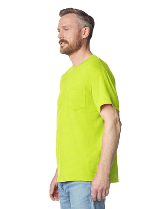 Pretreated Gildan 2300 Ultra Cotton Adult T-Shirt with Pocket - Safety Green - Side
