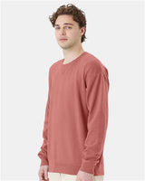 Pretreated ComfortWash GDH400 Unisex Garment-Dyed Crewneck Sweatshirt - Mauve - On Model - Side