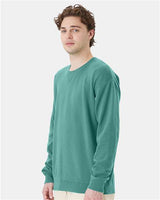 Pretreated ComfortWash GDH400 Unisex Garment-Dyed Crewneck Sweatshirt - Spanish Moss - On Model - Side
