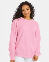 Pretreated ComfortWash GDH400 Unisex Garment-Dyed Crewneck Sweatshirt - Cotton Candy - On Model