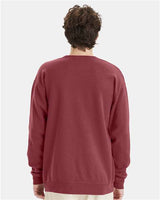 Pretreated ComfortWash GDH400 Unisex Garment-Dyed Crewneck Sweatshirt - Cayenne - On Model - Back