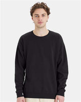 Pretreated ComfortWash GDH400 Unisex Garment-Dyed Crewneck Sweatshirt - Black - On Model