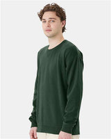 Pretreated ComfortWash GDH400 Unisex Garment-Dyed Crewneck Sweatshirt - Field Green - On Model - Side