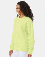 Pretreated ComfortWash GDH400 Unisex Garment-Dyed Crewneck Sweatshirt - Chic Lime - On Model - Side