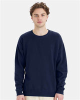Pretreated ComfortWash GDH400 Unisex Garment-Dyed Crewneck Sweatshirt - Navy - On Model
