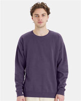 Pretreated ComfortWash GDH400 Unisex Garment-Dyed Crewneck Sweatshirt - Grape Soda - On Model