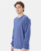 Pretreated ComfortWash GDH400 Unisex Garment-Dyed Crewneck Sweatshirt - Frontier Blue - On Model - Side