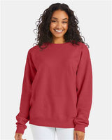 Pretreated ComfortWash GDH400 Unisex Garment-Dyed Crewneck Sweatshirt - Crimson Fall - On Model