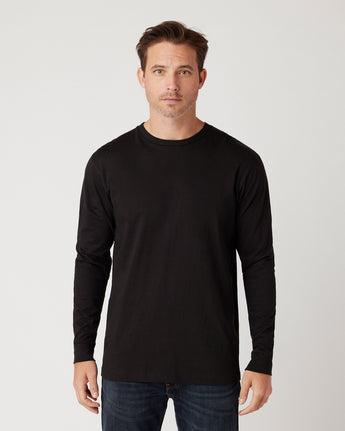 Pretreated Cotton Heritage MC1182 Men's Premium Long Sleeve Tee - Black