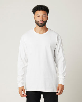 Pretreated Cotton Heritage MC1182 Men's Premium Long Sleeve Tee - White