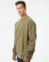 Pretreated Independent Trading Co. IND5000C Unisex Legend Premium Heavyweight Cross-Grain Crewneck Sweatshirt - Olive - On Model - Side