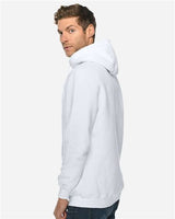 Pretreated Lane Seven LS19001 Unisex Heavyweight Hoodie Sweatshirt - White - On Model - Side