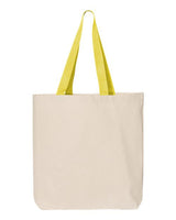 Pretreated Q-Tees Q4400 11L Canvas Tote with Contrast-Color Handles - Natural/ Yellow - Back
