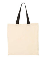 Pretreated Q-Tees QTB6000 Economical Tote with Contrast-Color Handles - Natural/ Black