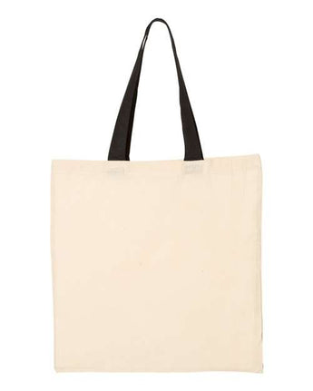 Pretreated Q-Tees QTB6000 Economical Tote with Contrast-Color Handles - Natural/ Black