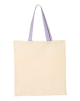 Pretreated Q-Tees QTB6000 Economical Tote with Contrast-Color Handles - Natural/ Lavender - Back