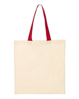 Pretreated Q-Tees QTB6000 Economical Tote with Contrast-Color Handles - Natural/ Red - Back