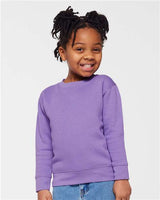 Pretreated Rabbit Skins 3317 Toddler Fleece Crewneck Sweatshirt - Lavender - On Model