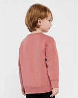 Pretreated Rabbit Skins 3317 Toddler Fleece Crewneck Sweatshirt - Mauvelous - On Model - Back