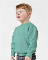 Pretreated Rabbit Skins 3317 Toddler Fleece Crewneck Sweatshirt - Saltwater - On Model - Side