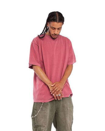 Pretreated Shaka Wear SHGD Unisex Garment-Dyed T-Shirt - Clay Red - On Model - Side