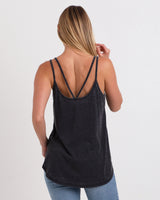 Pretreated U.S. Apparel YJY5082 Women's Strappy Tank - Black - Back