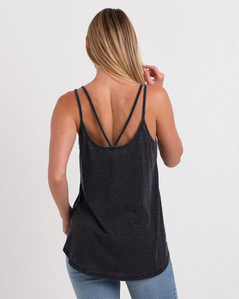 Pretreated U.S. Apparel YJY5082 Women's Strappy Tank - Black - Back