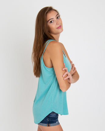 Pretreated U.S. Apparel YJY5082 Women's Strappy Tank - Dusty Aqua - Side
