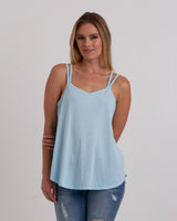 Pretreated U.S. Apparel YJY5082 Women's Strappy Tank - Light Blue - Front