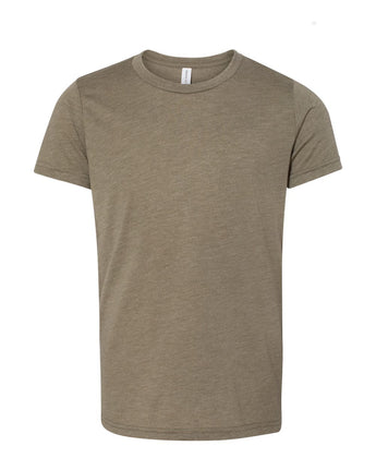 Pretreated BELLA+CANVAS 3413Y Youth Triblend Tee - Olive Triblend