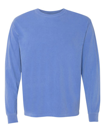 Pretreated Comfort Colors 6014 Garment-Dyed Heavyweight Long Sleeve T-Shirt - Flo Blue