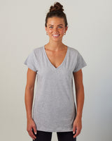 Pretreated Enza 02379 Ladies Essential Relaxed V-Neck Tee - Athletic Heather