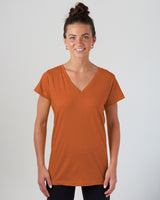 Pretreated Enza 02379 Ladies Essential Relaxed V-Neck Tee - Baked Clay