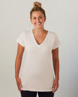 Pretreated Enza 02379 Ladies Essential Relaxed V-Neck Tee - Linen