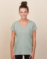 Pretreated Enza 02379 Ladies Essential Relaxed V-Neck Tee - Greenstone