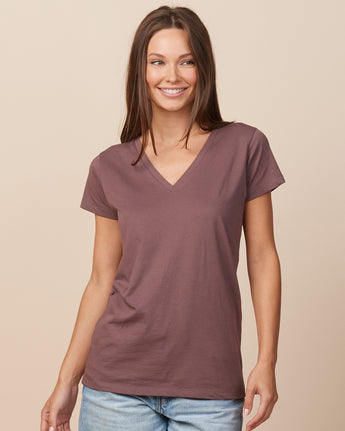 Pretreated Enza 02379 Ladies Essential Relaxed V-Neck Tee - Java
