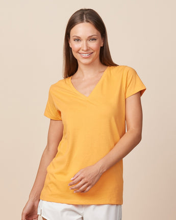 Pretreated Enza 02379 Ladies Essential Relaxed V-Neck Tee - Mango Dream