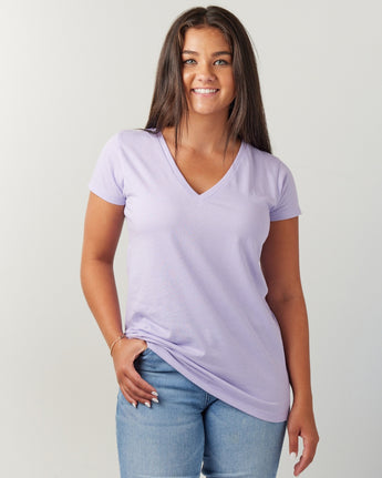 Pretreated Enza 02379 Ladies Essential Relaxed V-Neck Tee - Orchid