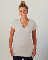 Pretreated Enza 02379 Ladies Essential Relaxed V-Neck Tee - Oyster Shell