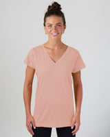 Pretreated Enza 02379 Ladies Essential Relaxed V-Neck Tee - Silver Pink